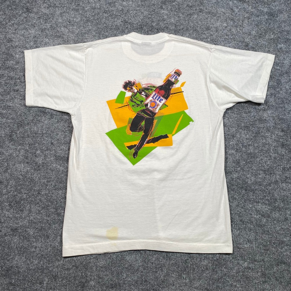 Miller Lite Rock-A-Rama T-Shirt Screen Stars Best White Large‎ USA Vintage 90s